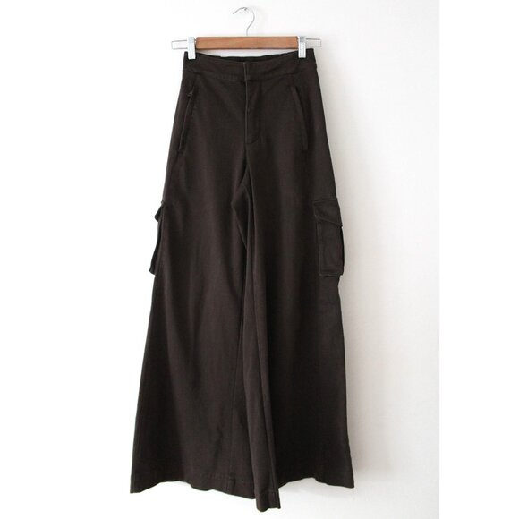 Alo Show Off Cargo Wide Leg Trouser 30" / Size XXS / Espresso Brown Pants - Picture 4 of 10